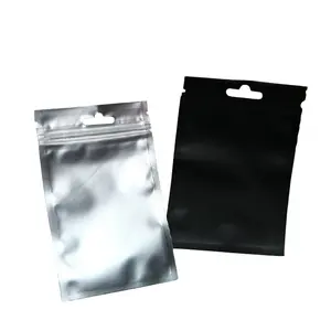 Wholesale Die Cut Small Plastic Bags Printing Logo Matte Black Clear Punch Hole Plastic Bag