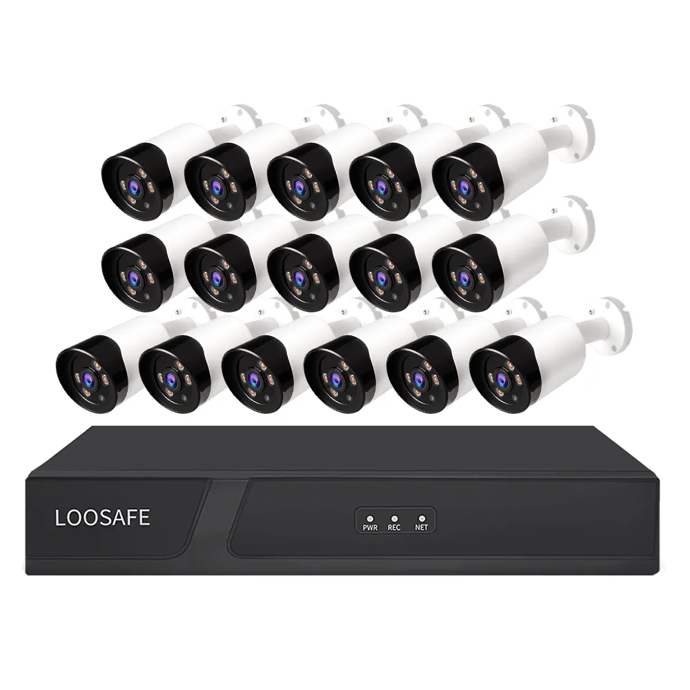 1080 1080p POE Full HD Outdoor Video Surveillance Security Camera System 16 Channel NVR H.265X Audio Colorful Picture Camera
