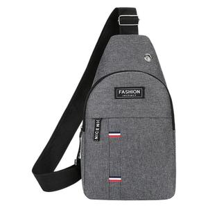 Men's Chest Bag Oxford Cloth Gray Fashionable Casual Travel Crossbody Bag With Phone Pocket And Multiple Compartments - Product Image 3