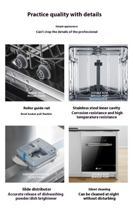 Machine à laver automatique intégrée à <span class=keywords><strong>porte</strong></span> en verre noir, 14 ensembles <span class=keywords><strong>de</strong></span> <span class=keywords><strong>vaisselle</strong></span> domestique, <span class=keywords><strong>lave</strong></span>-<span class=keywords><strong>vaisselle</strong></span> <span class=keywords><strong>de</strong></span> cuisine domestique - Product Image 4
