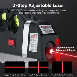 Livella <span class=keywords><strong>Laser</strong></span> Mitsushi con Scala Orizzontale e Verticale, <span class=keywords><strong>Misuratore</strong></span> 8FT, Allineatore Standard e Metrico, Righello Multiuso, <span class=keywords><strong>Misuratore</strong></span> <span class=keywords><strong>Laser</strong></span> - Product Image 3