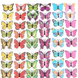 Adhesivo decorativo para el hogar para habitaciones de niños, pegatinas de pared de mariposa 3D brillantes Led para fiesta