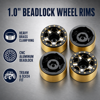 Nouvelle Arrivée Jantes Beadlock 1.0'' / Anneau de serrage interne en laiton pour pièces de mise à niveau SCX24 1/18 et 1/24