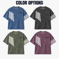 T-shirt personnalisé en denim patchwork irrégulier jacquard pour homme avec étiquette tissée – Idéal pour les marques de streetwear et la vente en gros de vêtements