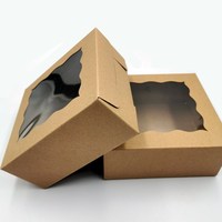 Boîte en papier kraft brun de différentes tailles avec fenêtre transparente Boîtes à gâteaux surélevées de 4 6 8 10 pouces