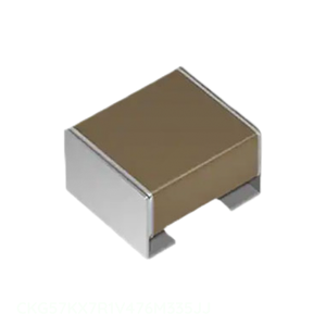 Condensateur céramique SMD à montage en surface CKG57KX7R1V476M335JJ, 47 µF 35 V X7R, avec connecteurs J-Lead, du fabricant Channel. - Product Image 1