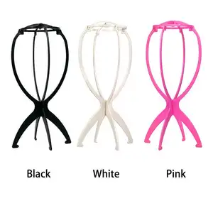 Supporti per parrucche regolabili all'ingrosso espositore per parrucca supporto per testa supporto per parrucca pieghevole portatile materiali plastici rosa nero colore bianco