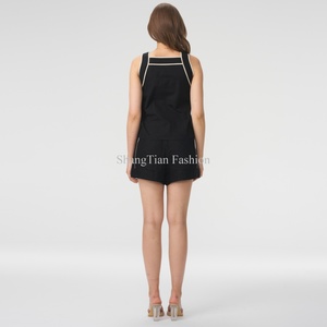 Camiseta Corta sin Mangas de Algodón y Lino Personalizada para Mujer, Camiseta a Rayas Transpirable de Corte Ajustado para Mujer - Product Image 5