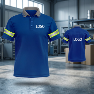 Camisa Polo de Manga Corta de Alta Visibilidad Azul Marino, Transpirable, de Poliéster, para Trabajo de Construcción, Personalizable con su LOGOTIPO - Product Image 3