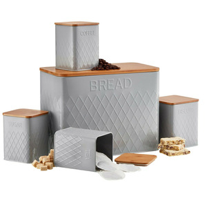 Set of 4 Retro Metal Kitchen Bread bin bread box Canister set