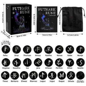 25 Piezas de Piedras Rúnicas Negras Esmaltadas, Cristalinas, Símbolos de Runas de Brujería, Ceremonia de Meditación, Juego de Runas Vikingas, Adorno - Product Image 5