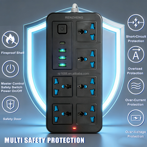 <span class=keywords><strong>Regleta</strong></span> de Enchufes con Cable de Extensión de 6 Tomas, Enchufe con 3 Puertos USB y 1 Puerto Tipo-C, Cable de Extensión Resistente de 3 Metros y 2000W - Product Image 2