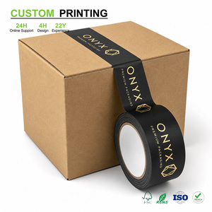 Verpackungsklebeband Maßgefertigt Schwarz und Gold BOPP-Folie Flexodruck Mit Klebstoff und Siegel für Produkt und Lagerung Großhandel - Product Image 1
