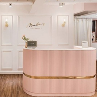 Comptoir Caisse Réception Minimaliste Moderne Rose pour Clinique, Salon de Beauté ou Boutique