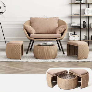 Ensemble de meubles de toit véranda <span class=keywords><strong>rotin</strong></span> pouf jardin <span class=keywords><strong>salon</strong></span> simple canapé table d'appoint - Product Image 3