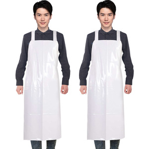 Delantal impermeable de PVC blanco con doble correa para el hombro, a prueba de aceite, para alimentos y productos acuáticos, 80 cm de ancho, 110 cm de largo - Product Image 5
