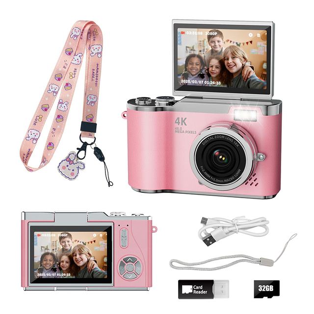 Vintage CCD Flip Screen Mirrorless Camera - HD Digital Camera for Student Beginners