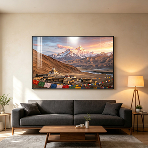Dipinto in Acrilico e Cristallo su Porcellana 50*70cm HD, <span class=keywords><strong>Paesaggio</strong></span> <span class=keywords><strong>di</strong></span> <span class=keywords><strong>Montagna</strong></span> dell'Himalaya del Nepal, Incorniciato per Arte Decorativa e Poster <span class=keywords><strong>da</strong></span> Parete - Product Image 4