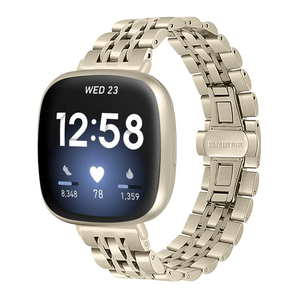 <span class=keywords><strong>Bracelet</strong></span> en métal à sept maillons HYX <span class=keywords><strong>Sport</strong></span>, <span class=keywords><strong>bracelet</strong></span> réglable à boucle papillon, <span class=keywords><strong>bracelet</strong></span> de montre en acier inoxydable, compatible avec <span class=keywords><strong>fitbit</strong></span> Versa4 Versa3 - Product Image 3