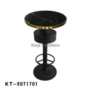 Muebles comerciales modernos Retro de alta calidad, mesa de barra con Base de hierro con parte superior de piedra sinterizada redonda para Cocina, Restaurante, cafetería, Club, <span class=keywords><strong>Bar</strong></span> - Product Image 6