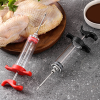 Injecteurs de dinde à seringue poreuse avec aiguilles en acier inoxydable Injecteur de marinade à saveur de viande en plastique