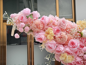 Arco di nozze fiore di nuovo design a forma di luna di alta simulazione rosa rosa seta artificiale per matrimonio sfondo decorazione - Product Image 3
