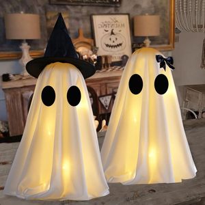 Decoración <span class=keywords><strong>de</strong></span> tela para fiesta <span class=keywords><strong>de</strong></span> Halloween en interiores, fantasma <span class=keywords><strong>de</strong></span> Halloween <span class=keywords><strong>con</strong></span> batería, decoración <span class=keywords><strong>con</strong></span> sombrero <span class=keywords><strong>de</strong></span> <span class=keywords><strong>bruja</strong></span> y lazo, fantasma <span class=keywords><strong>de</strong></span> Halloween iluminado <span class=keywords><strong>de</strong></span> pie - Product Image 2