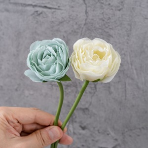 Fleurs artificielles Lixiu Lulian en tissu tressé, roses blanches laiteuses et bleu foncé, branche unique, pour décoration de mariage - Product Image 2
