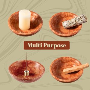 Porta Incenso in Marmo Rosso Buccia d'Arancia NANWEI, Artigianale per un Caldo Aroma Diffuso - Product Image 3