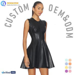 <span class=keywords><strong>Robe</strong></span> <span class=keywords><strong>de</strong></span> soirée mini élégante en PU, coupe trapèze, unie, pour femmes et jeunes filles, collection 2026 QY OEM - Product Image 1