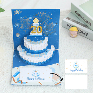 Cartes de vœux Pop Up 3D pour anniversaire de 20 ans, lumière LED chauffante, musique, joyeux anniversaire, <span class=keywords><strong>carte</strong></span> postale - Product Image 4
