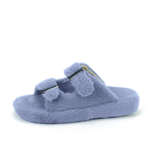Personalizzato inverno caldo Fuzzy fibbia regolabile casa Vegan pelliccia diapositive imitato pelliccia di <span class=keywords><strong>visone</strong></span> pantofole per le donne - Product Image 6