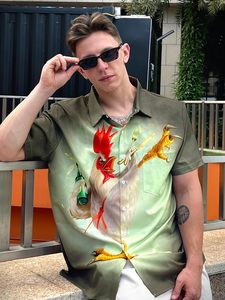 Lässige Sommer Popel ine Hawaii hemd für Herren Lustige bedruckte Button Down für Beach Party BBQ Anti-Pilling Cartoon-Muster - Product Image 4