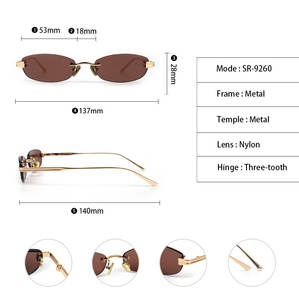 シファースタイリッシュリムレスフレームチタンサングラス女性用高品質デザイナーファッションカスタムロゴオーバルサングラス卸売 - Product Image 2