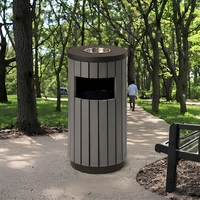 Poubelle ronde en bois pour extérieur, pour parc, rue, commerce, recyclage, sans couvercle, écologique