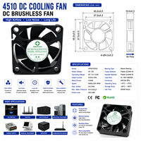 Ventilateur axial sans balais DC OEM 45x45x10mm avec roulement à billes pour le refroidissement des serveurs, routeurs et NAS