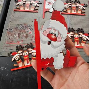 ของตกแต่งมุมประตูรูปกวางเรนเดียร์ไม้ ซานตาคลอสแขวนประดับตกแต่งคริสต์มาส ของขวัญสำหรับบ้านและสำนักงาน งานฝีมือจากไม้บ็อกซ์วูด - Product Image 2