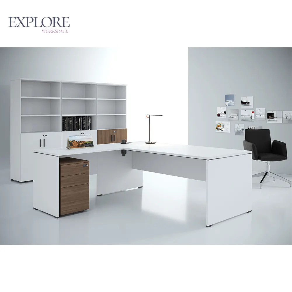 Manufacturer wholesale Modern L Shape Ceo Boss Desk Office Furniture Table Set Manger Executive Office Desk