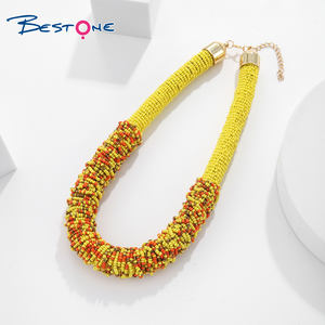 สร้อยคอทอหลายชั้นทำด้วยมือสไตล์แอฟริกันสร้อยคอโบฮีเมียนลูกปัดข้าวหลากสีชุดสร้อยคอพูดเกินจริงสำหรับผู้หญิง - Product Image 4