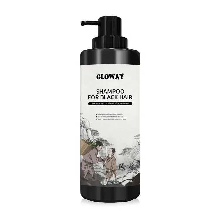 Popular Long Lasting White To Black Colors Hair In Minutes 400ml Natural Herbal Black Hair Dye Shampoo
