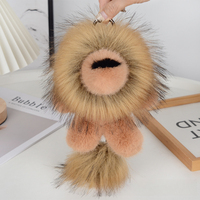 UMOO Mignon Porte-clés de Voiture en Fausse Fourrure de Vison en Forme de Petit Lion 3D, Écologique et Durable, Pendentif en Peluche, Décoration de Sac Cadeau