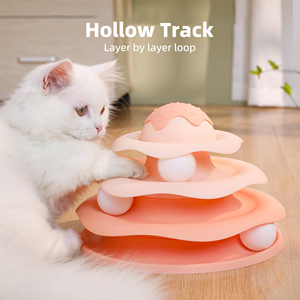 Giocattolo Interattivo per Gatti a Forma di Gelato con Piattaforma Girevole, Torre a 4 Livelli con Palline Rotanti e Scivolo Girevole - Product Image 4