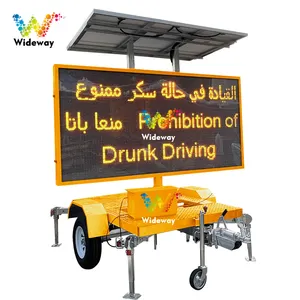 Solar Traffic Led Sign Mobile Information LED Solar Traffic Warning Variable Message Sign Trailer LED VMS Solar Traffic Display With Trailer