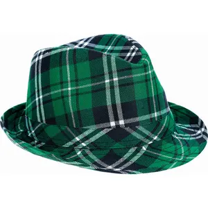 หมวก2024สีเขียวสำหรับเทศกาลไอริชหมวกมีปีกสีเขียวมีเคราสำหรับปาร์ตี้แชมร็อกหมวกสำหรับใช้ในงานปาร์ตี้
