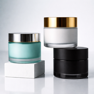 Pot en verre givré pour crème cosmétique pour le visage de 100 ml avec logo personnalisé, couvercle en plastique durable, crème hydratante pour les soins de la peau - Product Image 5