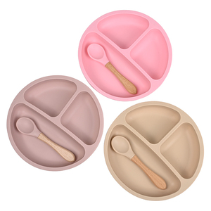 Tùy chỉnh in BPA free Silicone Toddler Feeding Set trẻ em Bộ đồ ăn Kid đồ ăn LED cai sữa bé dao kéo crokery Set - Product Image 5