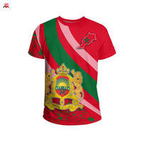 NUOXIN Vente en gros Impression numérique personnalisée T-shirt en polyester avec drapeau du Maroc en 3D pour le match de football 2026