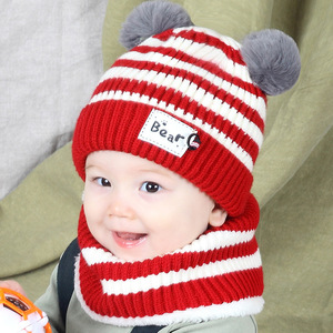 Automne et hiver garçons pull casquette filles tricoté <span class=keywords><strong>laine</strong></span> chapeau velours épaissi chaud chapeau pour enfants tissu commun - Product Image 1