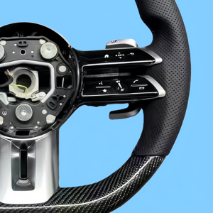 Para <span class=keywords><strong>Mercedes</strong></span> Benz W205 volante de cuero de fibra de carbono Compatible con modelos W212 W463 W222 C180 C200 C250 C300 C43 C63 AMG - Product Image 5