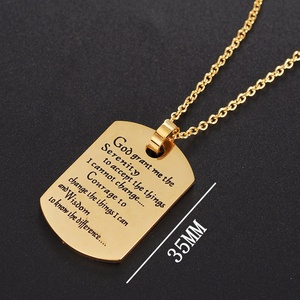 Collier en acier inoxydable rempli d'or, breloque vierge, gravure personnalisée, texte, pendentif rectangle uni, collier pour femmes et hommes, bijoux - Product Image 4
